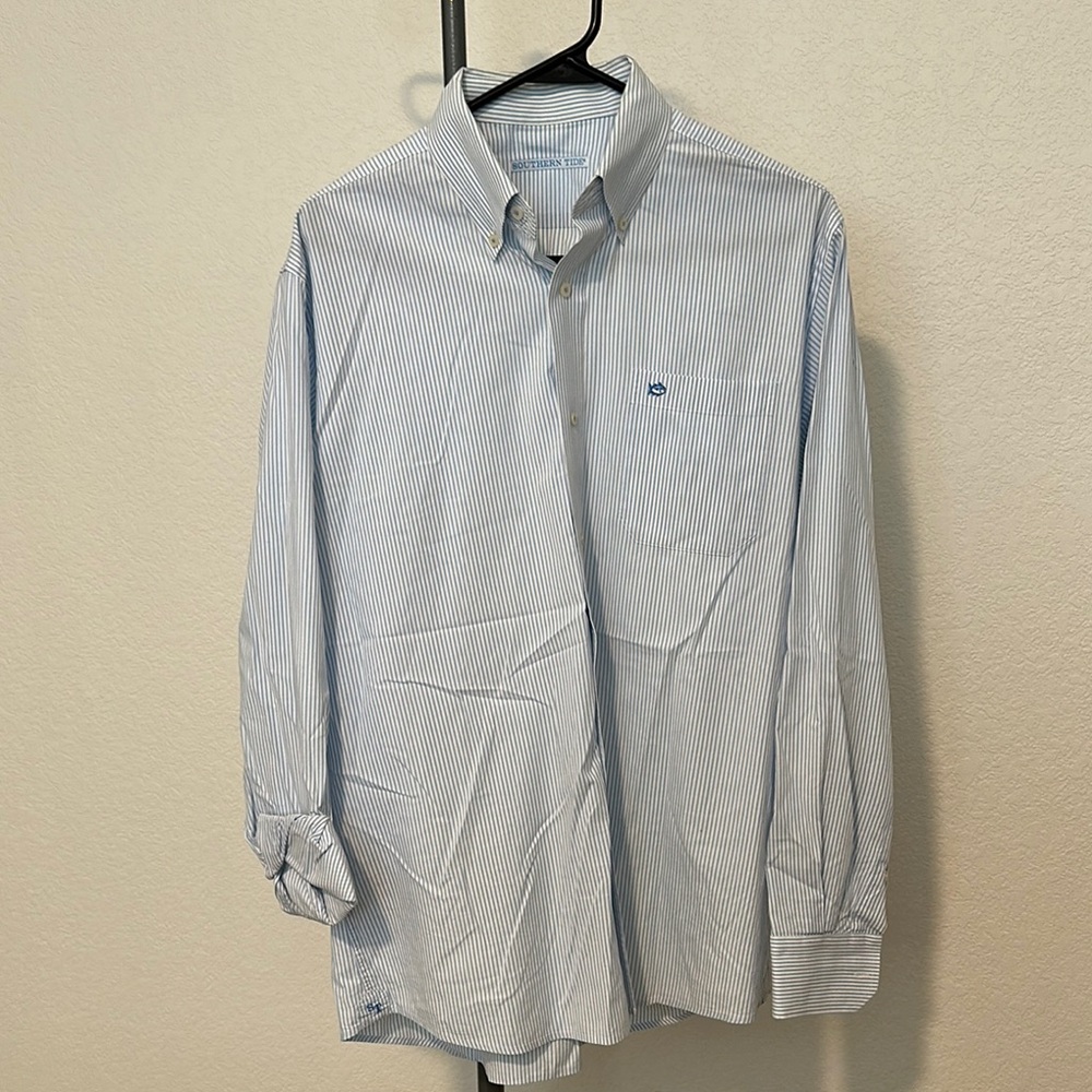 Southern Tide Light Blue Striped Button Down Shirt